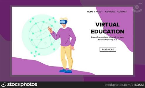 Virtual education online digital technology. business class. concept communication character web flat cartoon illustration. Virtual education vector