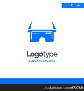 Virtual, Glasses, Medical, Eye Blue Solid Logo Template. Place for Tagline