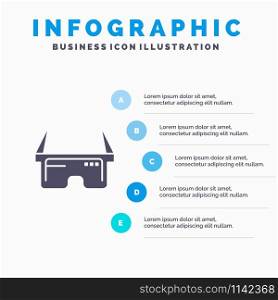 Virtual, Glasses, Medical, Eye Solid Icon Infographics 5 Steps Presentation Background