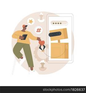 Virtual influencer abstract concept vector illustration. Influencer marketing, digital agency service, virtual character, computer-generated person, social media, brand avatar abstract metaphor.. Virtual influencer abstract concept vector illustration.