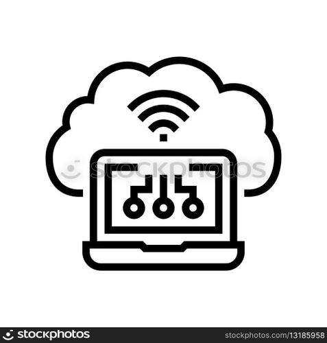 virtual machine cloud computing line icon vector. virtual machine cloud computing sign. isolated contour symbol black illustration. virtual machine cloud computing line icon vector illustration