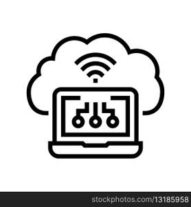 virtual machine cloud computing line icon vector. virtual machine cloud computing sign. isolated contour symbol black illustration. virtual machine cloud computing line icon vector illustration