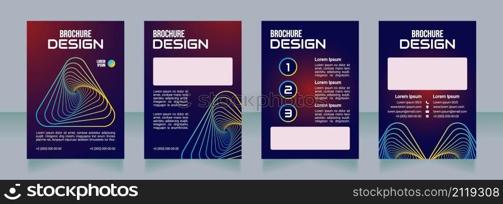 Virtual organisation blank brochure design. Template set with copy space for text. Premade corporate reports collection. Editable 4 paper pages. Bebas Neue, Audiowide, Roboto Light fonts used. Virtual organisation blank brochure design