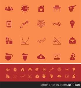 Virtual organization color icons on orange background, stock vector