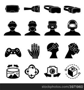 Virtual reality and headset glasses vector icons. Simulation game and vr computer sensor device symbols. Visual game gadget for simulation illustration. Virtual reality and headset glasses vector icons. Simulation game and vr computer sensor device symbols