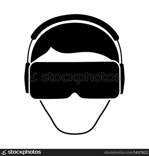 Virtual reality, flat design, black and whtie vector illustration. isolated background.vector illustration. Virtual reality, flat design, black and whtie vector illustration. isolated background
