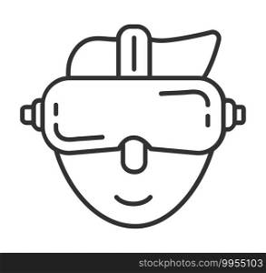 Virtual reality icon vector. Man is wearing VR glasses. Futuristic, cyberspace sign for UI, web, app.. Virtual reality icon vector. Man is wearing VR glasses. Futuristic, cyberspace sign for UI, web