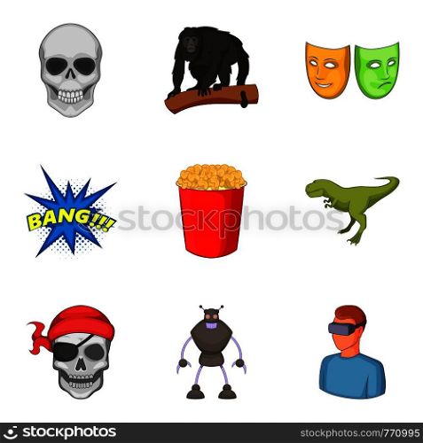 Virtual reality icons set. Cartoon set of 9 virtual reality vector icons for web isolated on white background. Virtual reality icons set, cartoon style