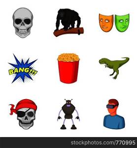 Virtual reality icons set. Cartoon set of 9 virtual reality vector icons for web isolated on white background. Virtual reality icons set, cartoon style