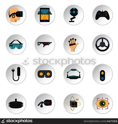 Virtual reality icons set in flat style isolated vector icons set illustration. Virtual reality icons set in flat style