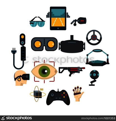 Virtual reality icons set in flat style isolated vector illustration. Virtual reality icons set in flat style