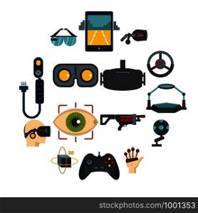 Virtual reality icons set in flat style isolated vector illustration. Virtual reality icons set in flat style