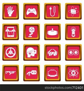 Virtual reality icons set in pink color isolated vector illustration for web and any design. Virtual reality icons pink