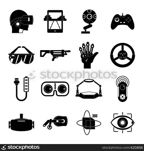 Virtual reality icons set. Simple illustration of 16 virtual reality vector icons for web. Virtual reality icons set, simple style