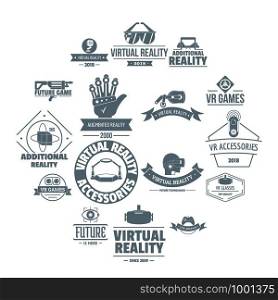 Virtual reality logo icons set. Simple illustration of 16 virtual reality logo vector icons for web. Virtual reality logo icons set, simple style