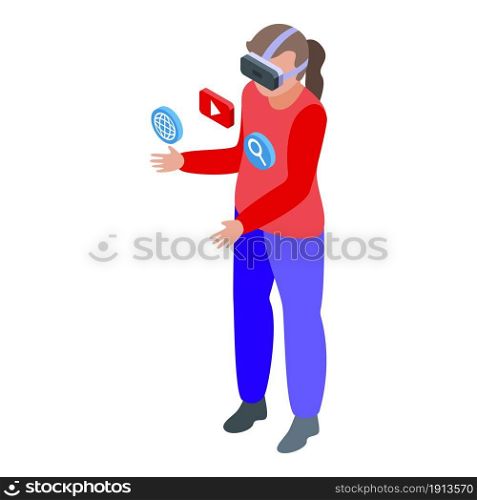 Virtual reality mode icon isometric vector. Game tech. Digital vr. Virtual reality mode icon isometric vector. Game tech
