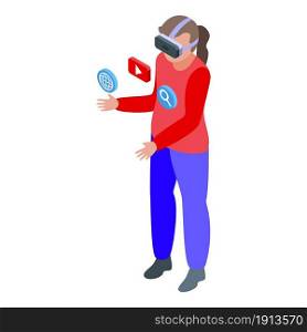 Virtual reality mode icon isometric vector. Game tech. Digital vr. Virtual reality mode icon isometric vector. Game tech