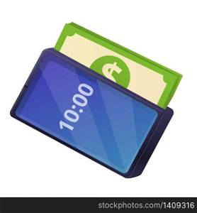 Virtual smartphone money icon. Cartoon of virtual smartphone money vector icon for web design isolated on white background. Virtual smartphone money icon, cartoon style