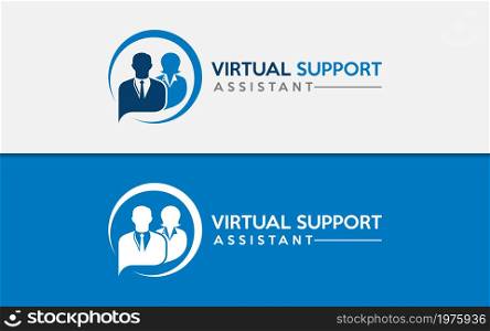 Virtual Support Assistant Logo Design Illustration. Graphic Design Element.