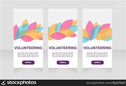 Virtual volunteering web banner design template. Vector flyer with text space. Advertising placard with customized copyspace. Promotional printable poster for advertising. Graphic layout. Virtual volunteering web banner design template