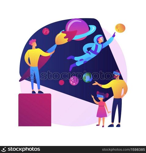 Virtual world development abstract concept vector illustration. Computer generated reality, virtual world, simulated environment development, user experience creation, VR design abstract metaphor.. Virtual world development abstract concept vector illustration.