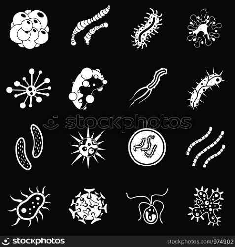 Virus bacteria icons set vector white isolated on grey background . Virus bacteria icons set grey vector
