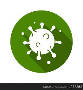 Virus cell flat design long shadow icon. Bacterium. Vector silhouette symbol. Virus cell flat design long shadow icon