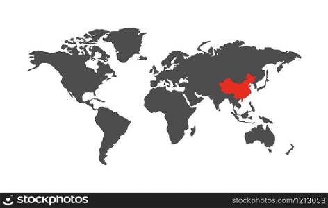 virus China coronavirus epidemic on world map isolated in flat style, vector illustration. virus China coronavirus epidemic on world map isolated in flat style, vector