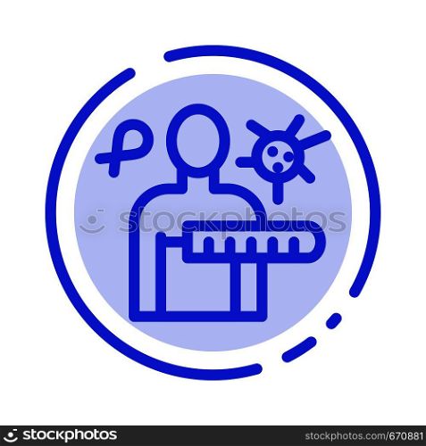 Virus, Disease, Health Check, Stages Blue Dotted Line Line Icon