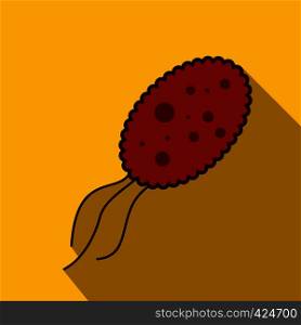 Virus flat icon on a yellow background. Biology microorganisms, microbes germs and bacilli. Virus flat icon
