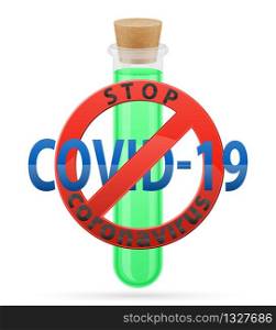 virus in test tube vaccine coronavirus covid-19 vector illustration isolated on white background