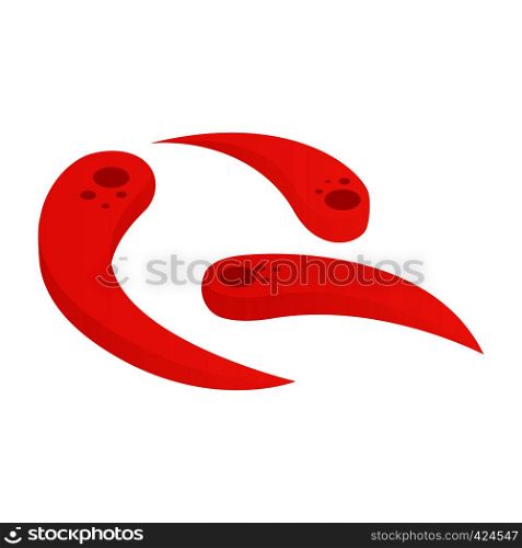 Virus isometric 3d icon. 3 red bacteriums on a white. Similar with Yin-Yang . Virus isometric 3d icon
