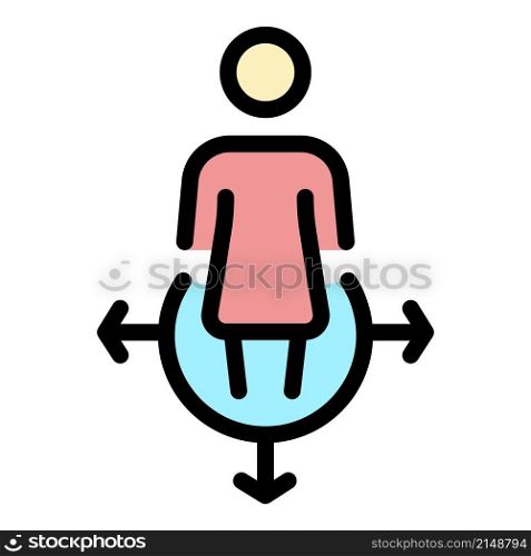 Virus social distance icon. Outline virus social distance vector icon color flat isolated. Virus social distance icon color outline vector