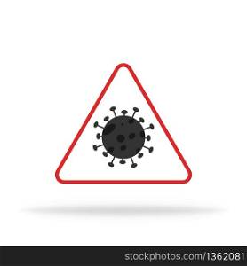 Virus triangle sign. Coronavirus warning icon. Infection stop sign. Caution or danger illustration. Vector EPS 10.