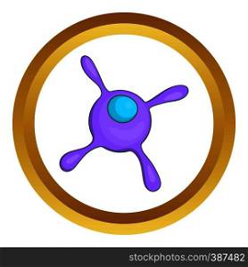 Virus vector icon in golden circle, cartoon style isolated on white background. Virus vector icon