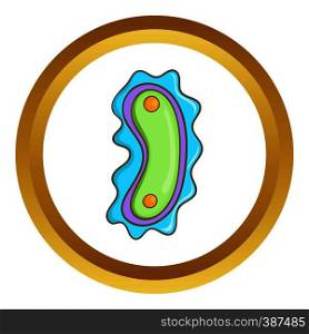 Virus vector icon in golden circle, cartoon style isolated on white background. Virus vector icon