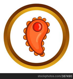 Virus vector icon in golden circle, cartoon style isolated on white background. Virus vector icon