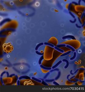 Viruses and cells background. Flu Infection and realistic microscope objects, germs and bacteria banner and poster. Vector 3d biological infection. Viruses and cells background. Flu Infection and realistic microscope objects, germs and bacteria banner and poster. Vector 3d infection