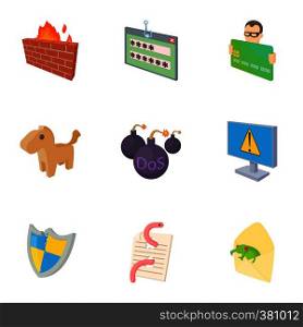 Viruses icons set. Cartoon illustration of 9 viruses vector icons for web. Viruses icons set, cartoon style