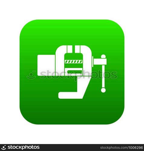 Vise tool icon digital green for any design isolated on white vector illustration. Vise tool icon digital green