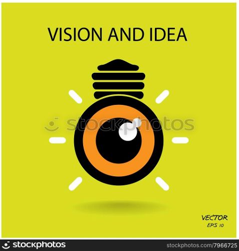 vision and ideas sign,eye icon,light bulb symbol ,business concept.vector illustration