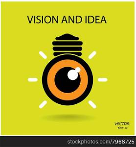 vision and ideas sign,eye icon,light bulb symbol ,business concept.vector illustration