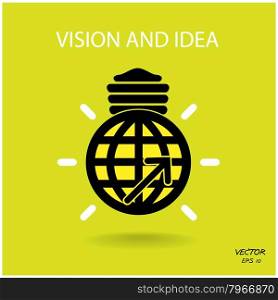 vision and ideas sign,world icon and business logo, light bulb symbol .vector illustration&#xA;