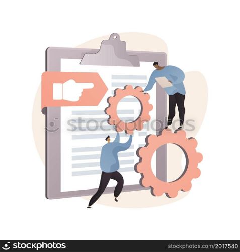 Vision and scope document abstract concept vector illustration. Vision statement, scope document, main plan, project management, software business analysis, idea and goal abstract metaphor.. Vision and scope document abstract concept vector illustration.