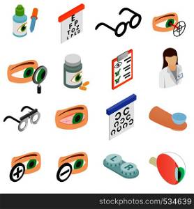 Vision correction icons set in isometric 3d style isolated on white background. Vision correction icons set