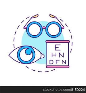 Vision examination concept icon for light theme. Professional ophthalmologist consultation. Eyesight problems treatment abstract idea thin line illustration. Isolated outline drawing. Vision examination concept icon for light theme