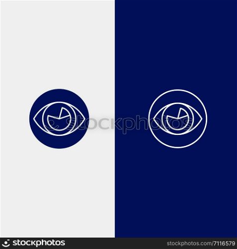 Vision, Eye, View, Reality, Look Line and Glyph Solid icon Blue banner Line and Glyph Solid icon Blue banner