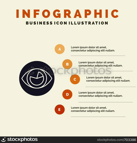 Vision, Eye, View, Reality, Look Solid Icon Infographics 5 Steps Presentation Background