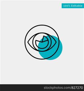 Vision, Eye, View, Reality, Look turquoise highlight circle point Vector icon