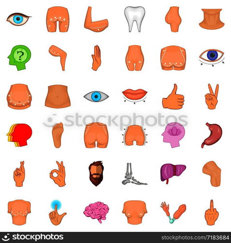 Vision icons set. Cartoon style of 36 vision vector icons for web isolated on white background. Vision icons set, cartoon style